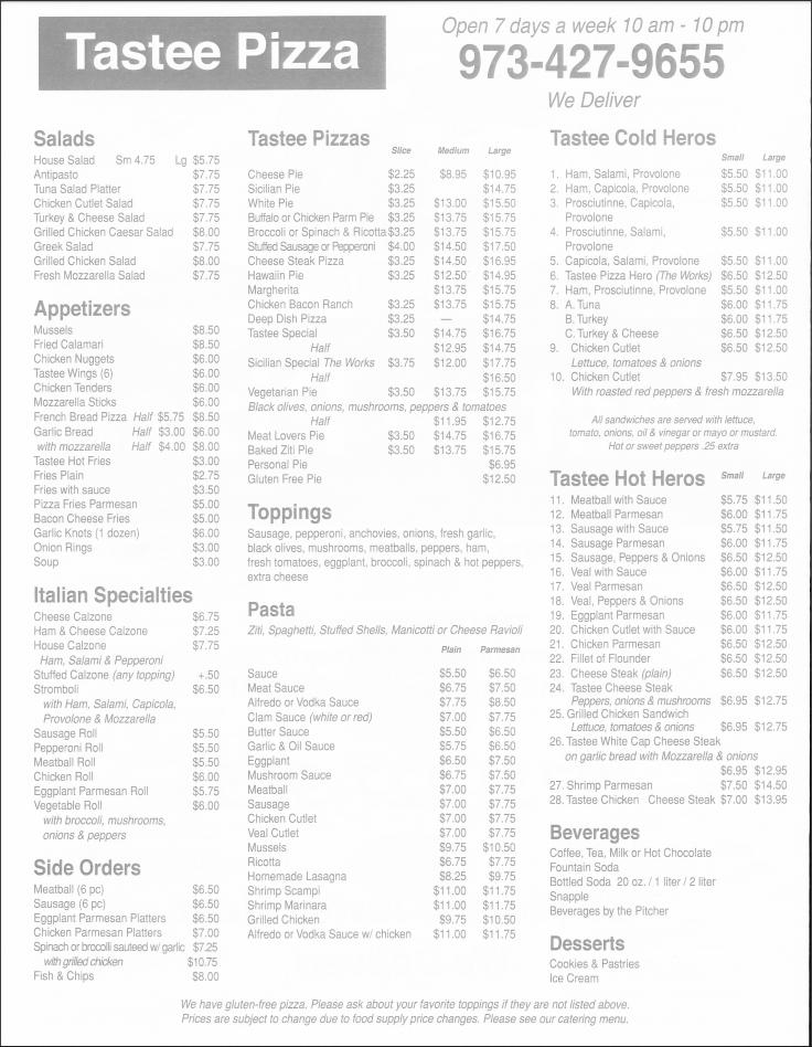 Tastee Pizza Menu image 3